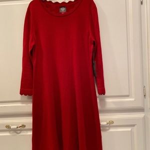 NEW, Vince Camuto Scallop Trim Red Sweater Dress Size Large